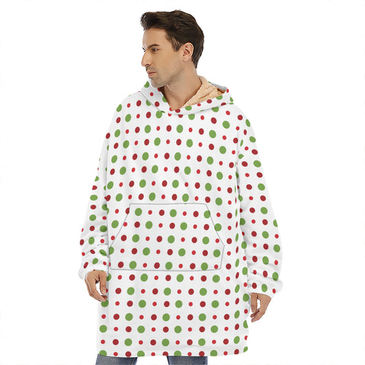 Merry Christmas Dots Pattern Print Hoodie Blanket