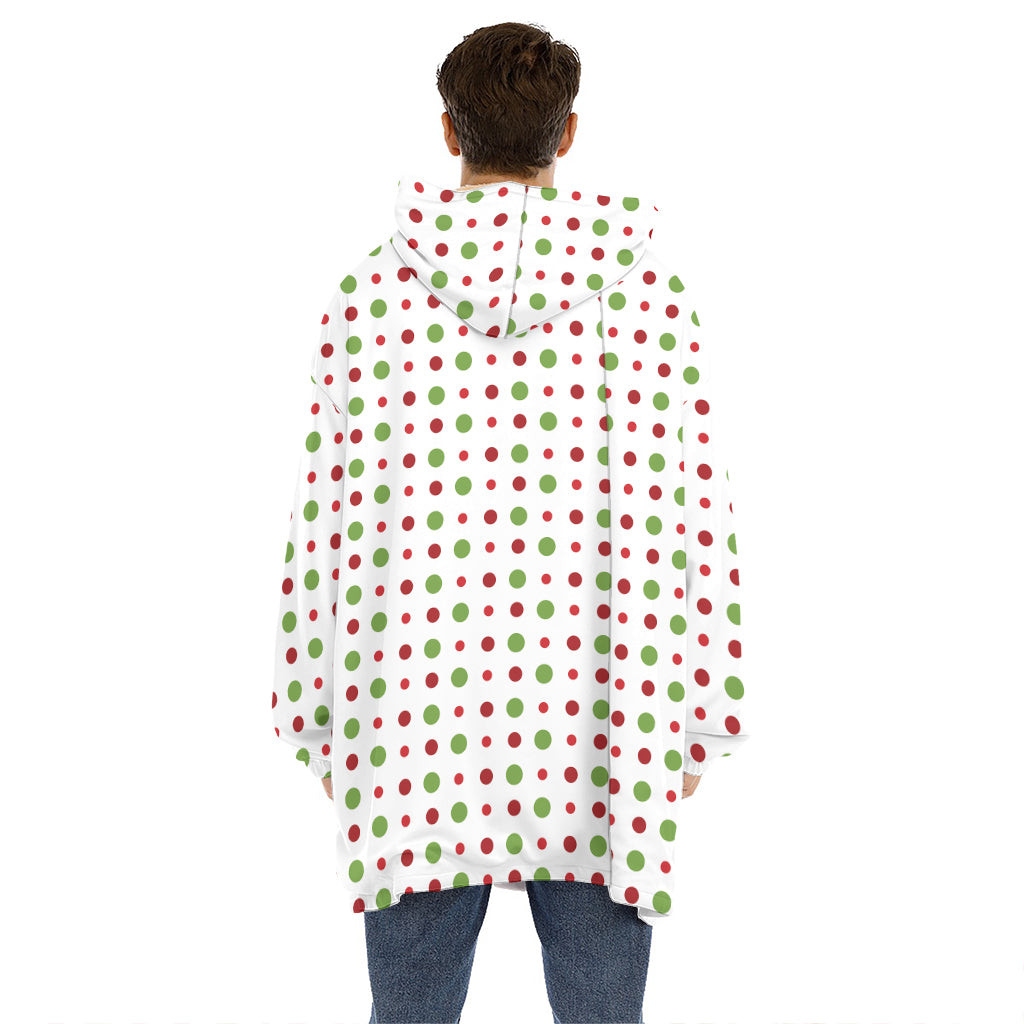 Merry Christmas Dots Pattern Print Hoodie Blanket