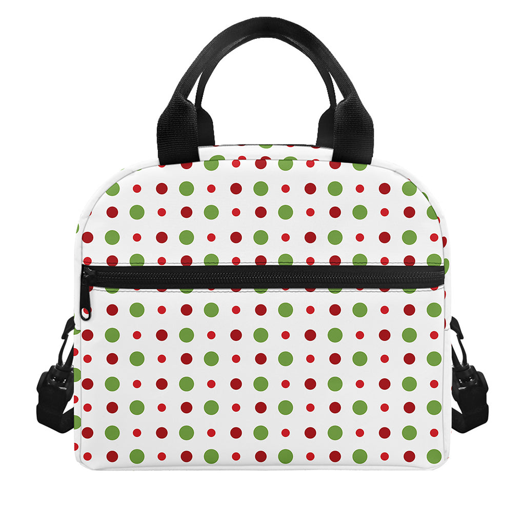 Merry Christmas Dots Pattern Print Insulated Lunch Bag