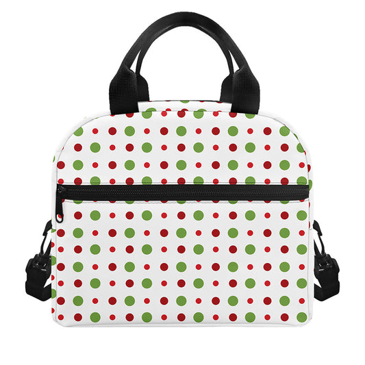 Merry Christmas Dots Pattern Print Insulated Lunch Bag