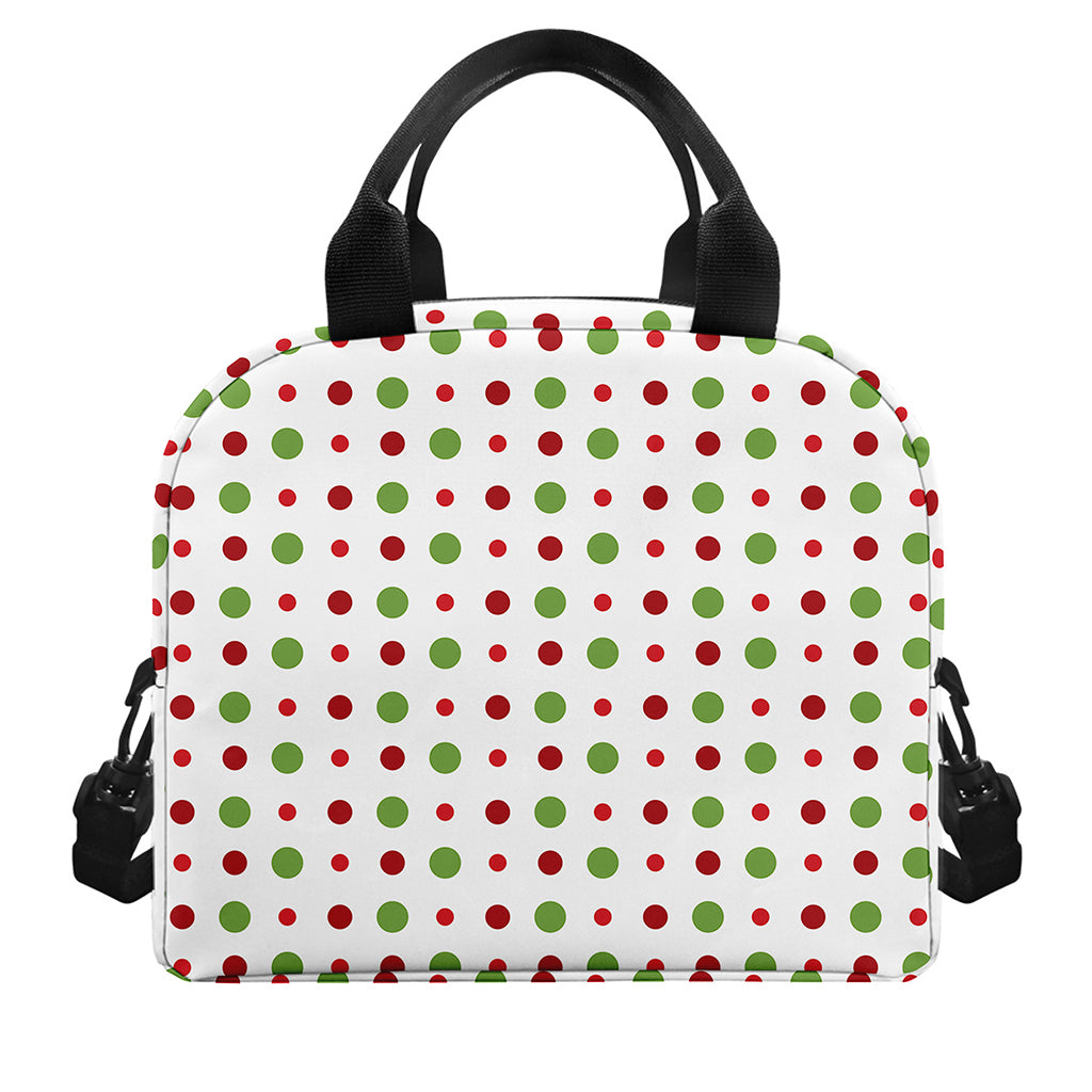 Merry Christmas Dots Pattern Print Insulated Lunch Bag