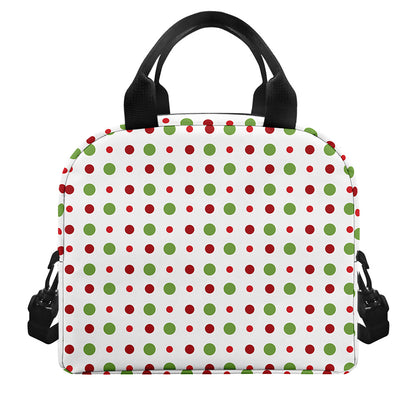 Merry Christmas Dots Pattern Print Insulated Lunch Bag