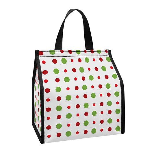 Merry Christmas Dots Pattern Print Insulated Lunch Tote