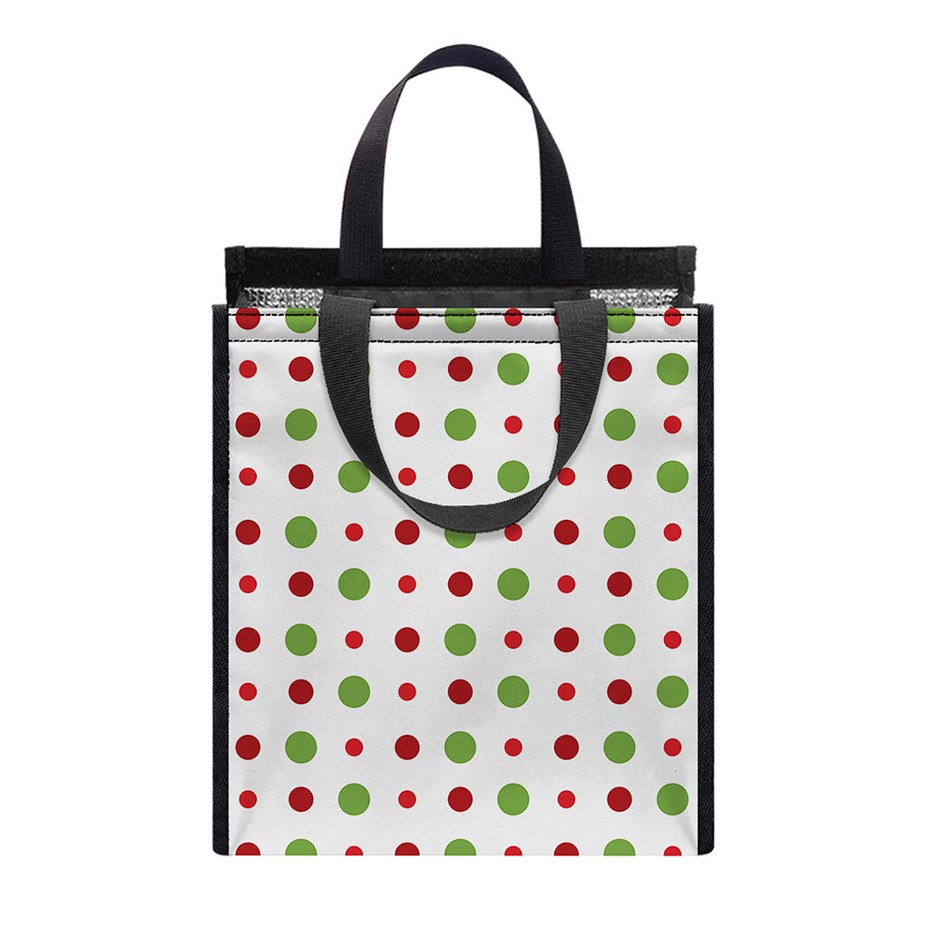 Merry Christmas Dots Pattern Print Insulated Lunch Tote