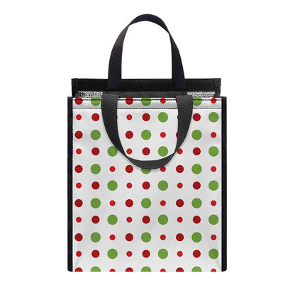 Merry Christmas Dots Pattern Print Insulated Lunch Tote