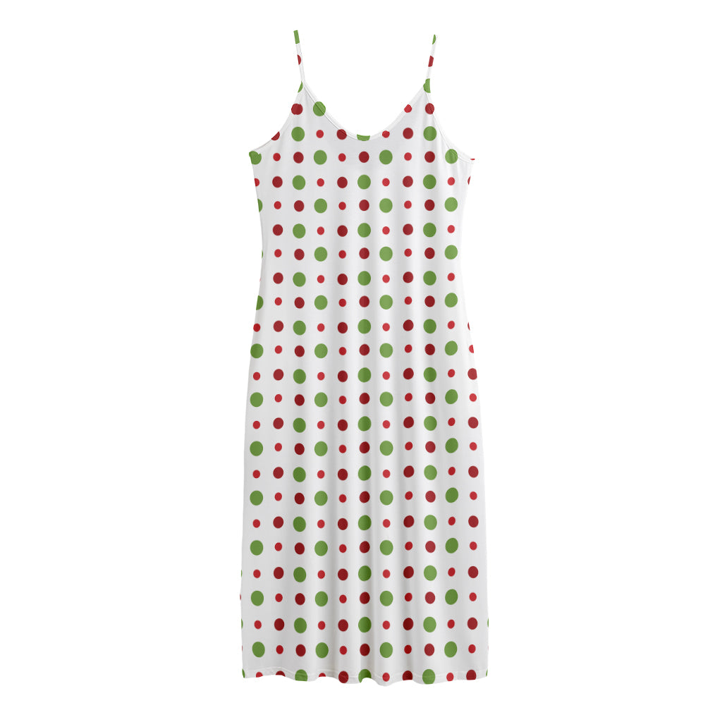 Merry Christmas Dots Pattern Print Jersey Midi Cami Dress
