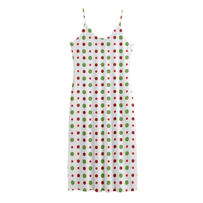 Merry Christmas Dots Pattern Print Jersey Midi Cami Dress