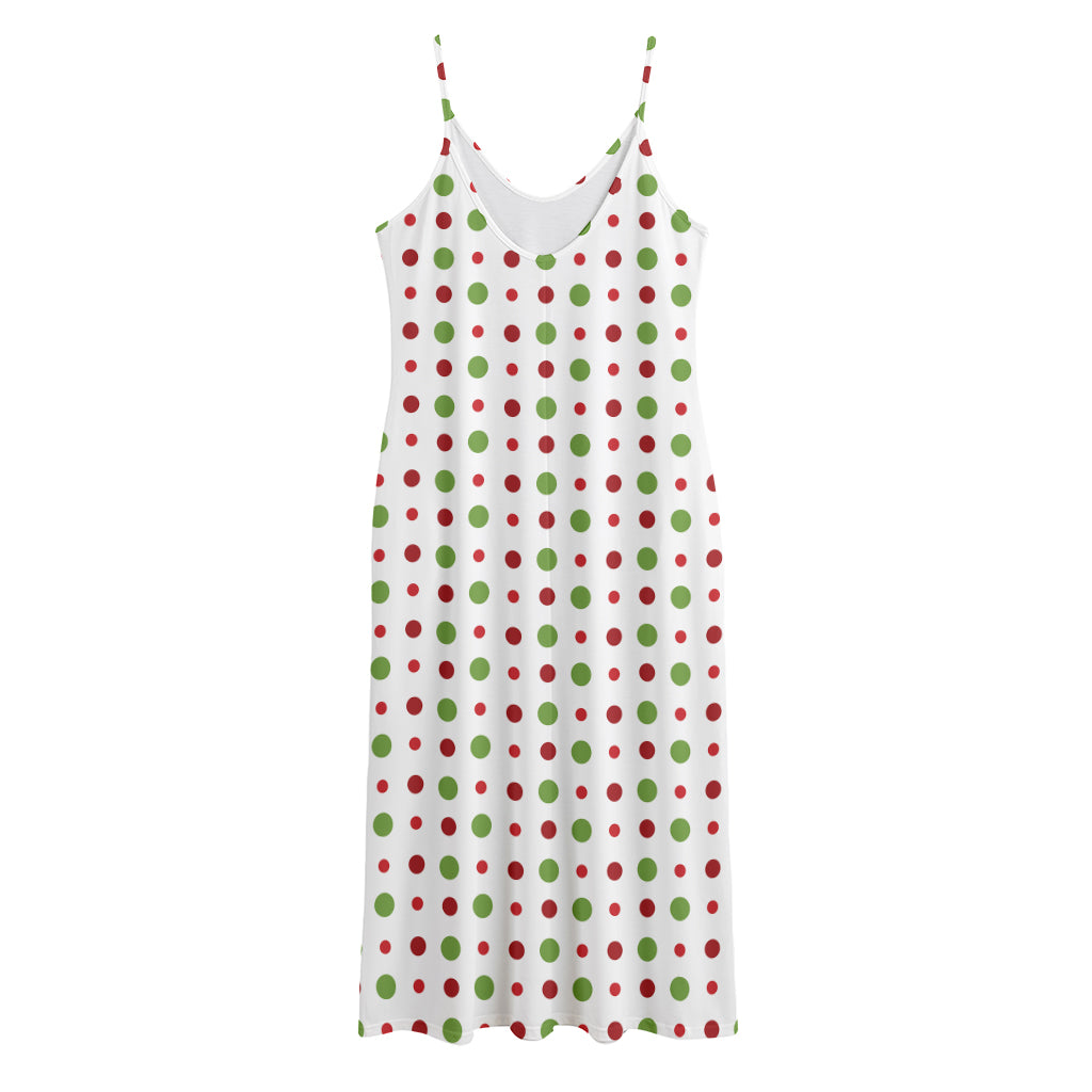 Merry Christmas Dots Pattern Print Jersey Midi Cami Dress