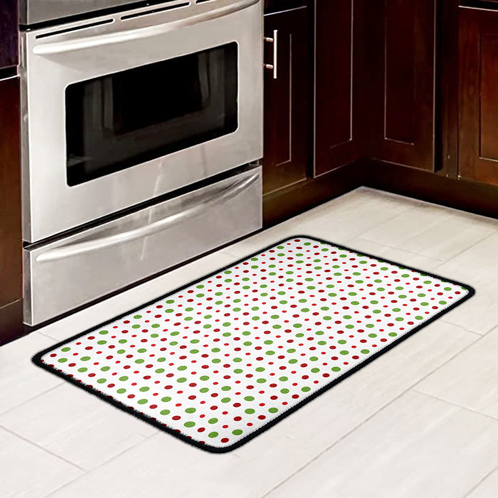 Merry Christmas Dots Pattern Print Kitchen Mat