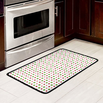 Merry Christmas Dots Pattern Print Kitchen Mat
