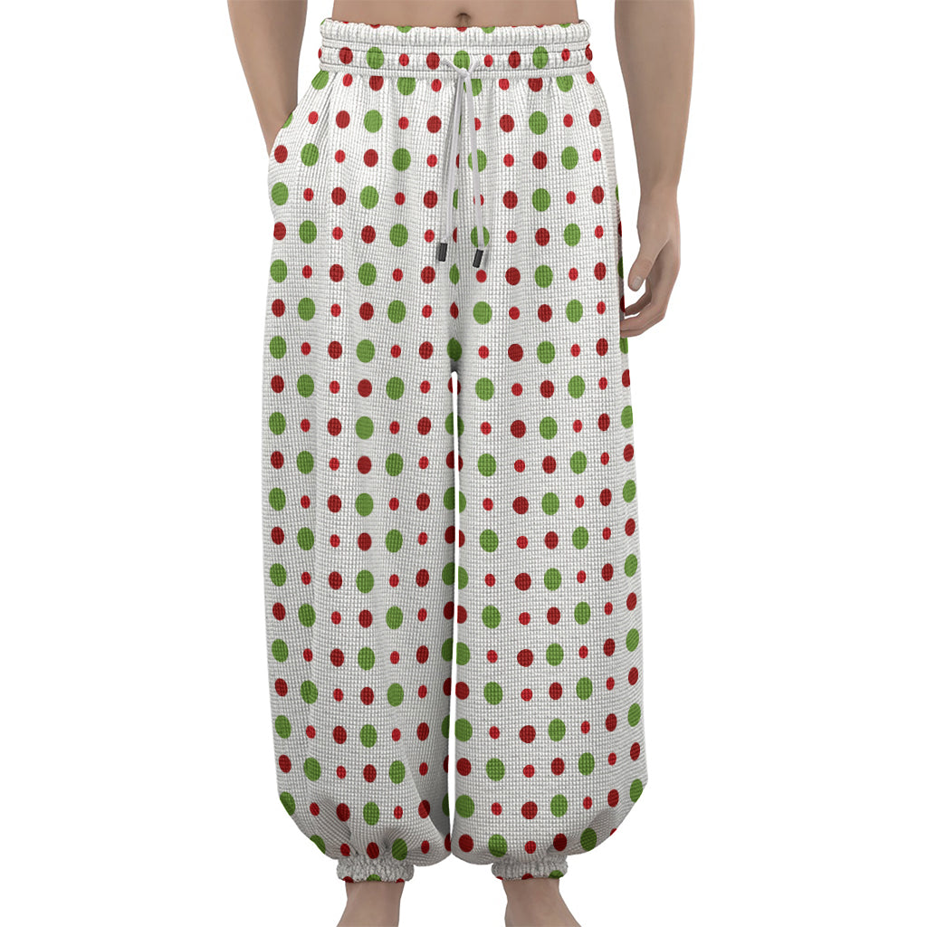 Merry Christmas Dots Pattern Print Lantern Pants