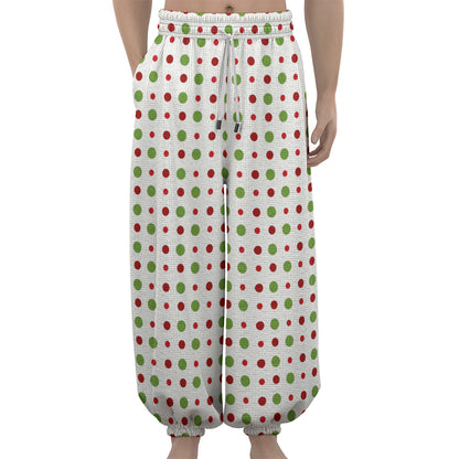 Merry Christmas Dots Pattern Print Lantern Pants