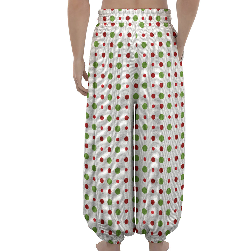 Merry Christmas Dots Pattern Print Lantern Pants