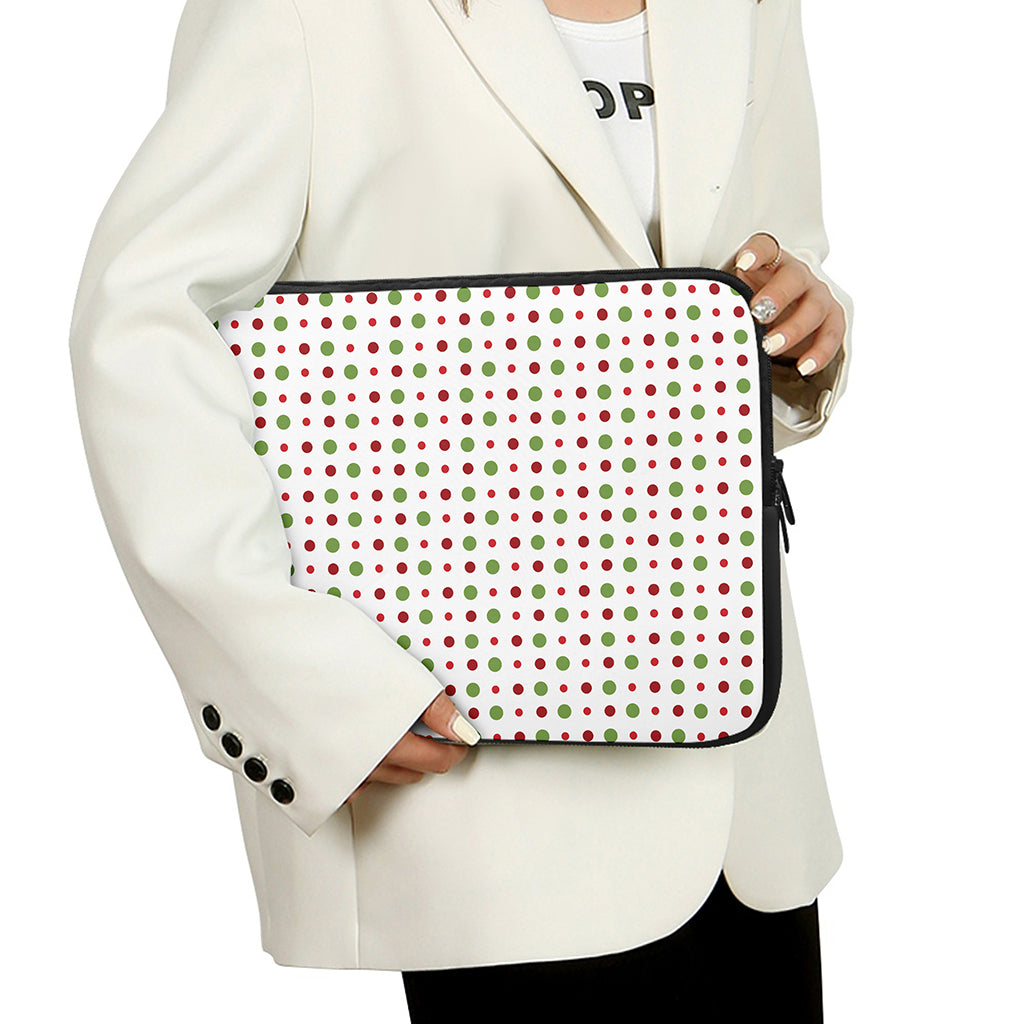 Merry Christmas Dots Pattern Print Laptop Sleeve