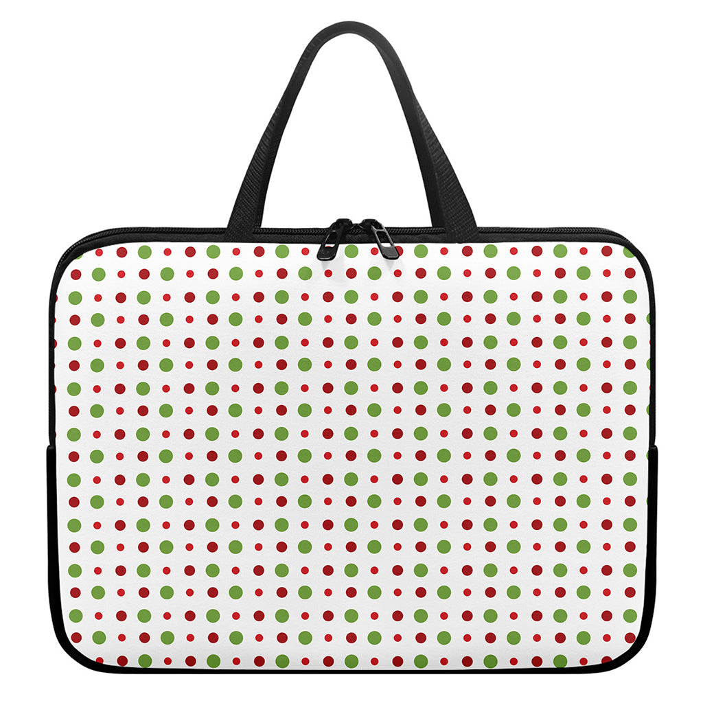 Merry Christmas Dots Pattern Print Laptop Sleeve With Handle