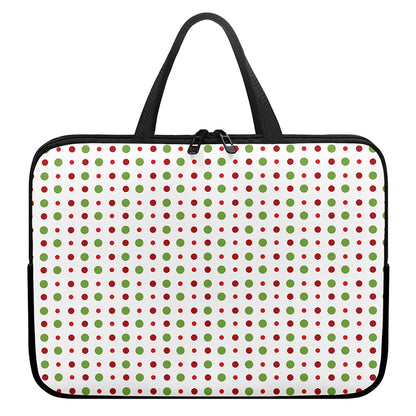 Merry Christmas Dots Pattern Print Laptop Sleeve With Handle