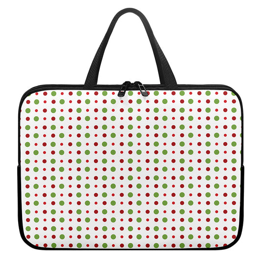 Merry Christmas Dots Pattern Print Laptop Sleeve With Handle