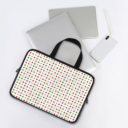 Merry Christmas Dots Pattern Print Laptop Sleeve With Handle