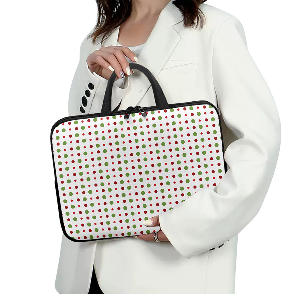 Merry Christmas Dots Pattern Print Laptop Sleeve With Handle