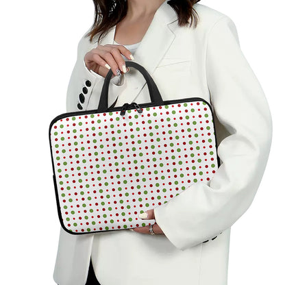 Merry Christmas Dots Pattern Print Laptop Sleeve With Handle