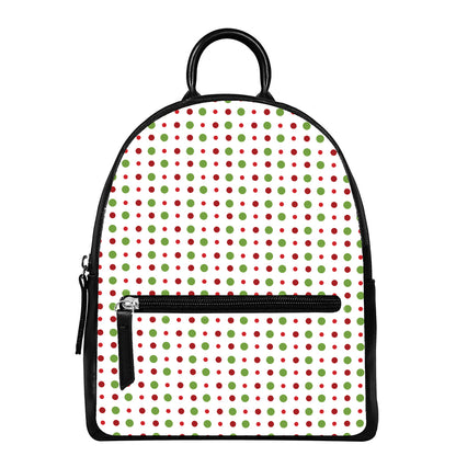 Merry Christmas Dots Pattern Print Leather Backpack
