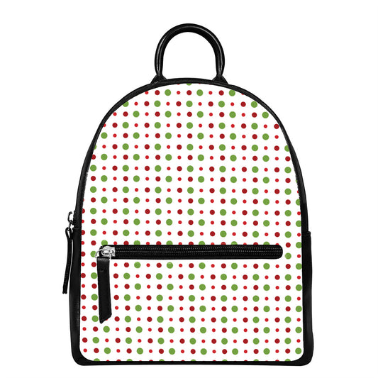 Merry Christmas Dots Pattern Print Leather Backpack