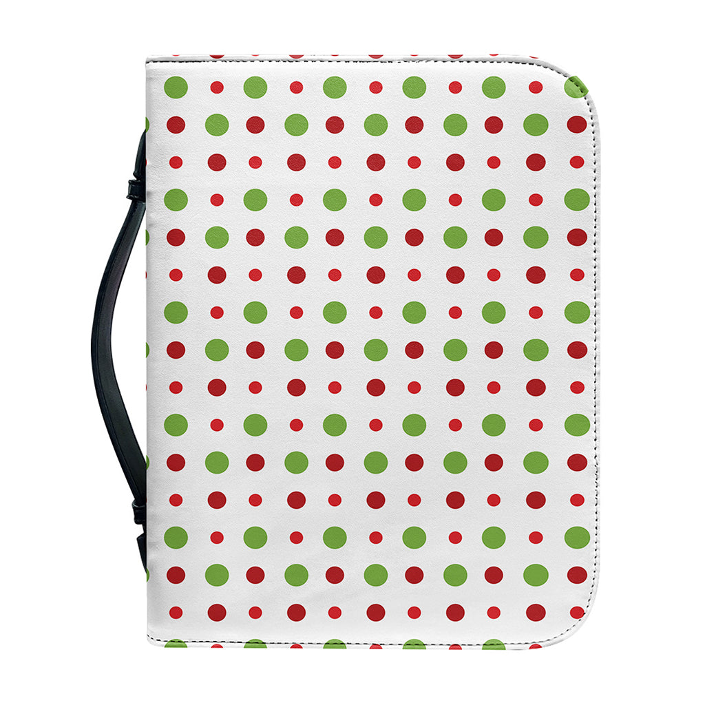 Merry Christmas Dots Pattern Print Leather Bible Cover