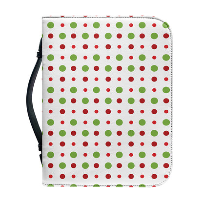 Merry Christmas Dots Pattern Print Leather Bible Cover
