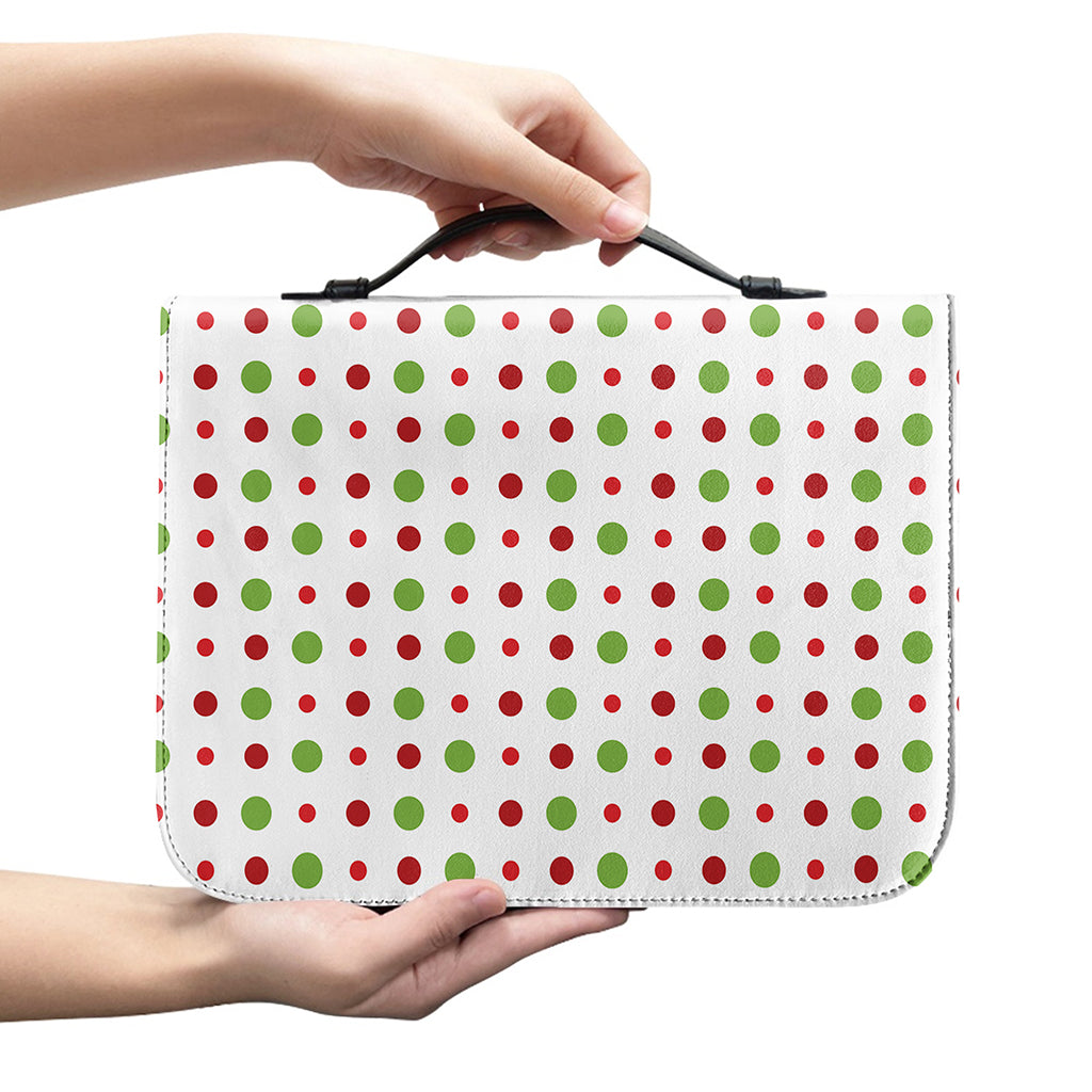 Merry Christmas Dots Pattern Print Leather Bible Cover