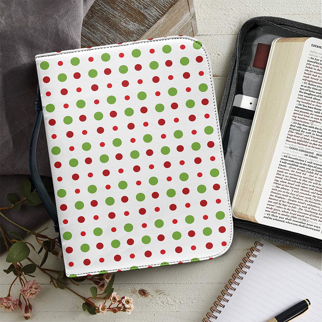 Merry Christmas Dots Pattern Print Leather Bible Cover
