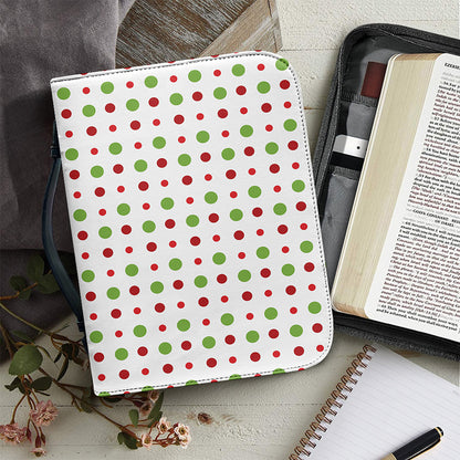 Merry Christmas Dots Pattern Print Leather Bible Cover