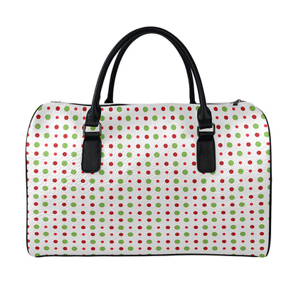 Merry Christmas Dots Pattern Print Leather Duffle Bag