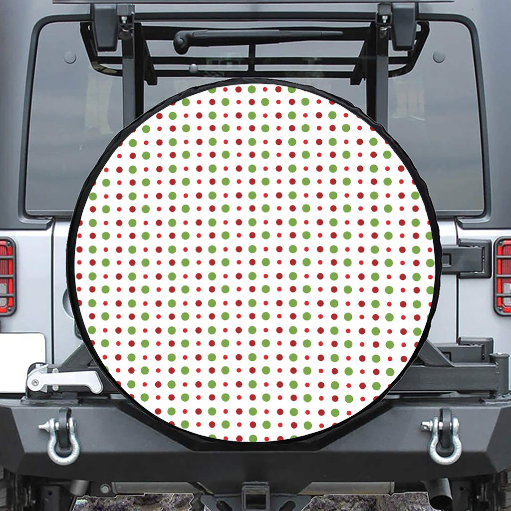 Merry Christmas Dots Pattern Print Leather Spare Tire Cover