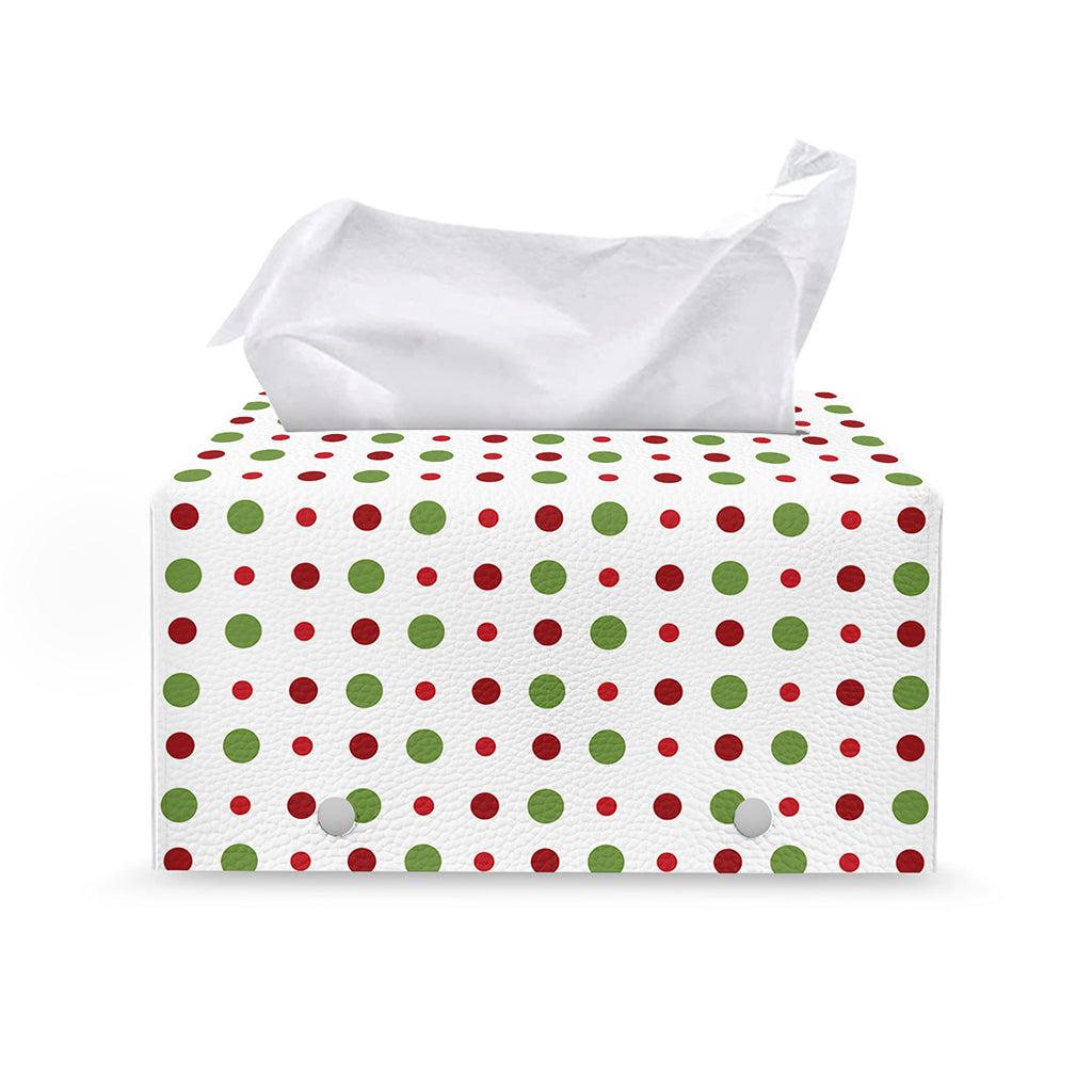 Merry Christmas Dots Pattern Print Leather Tissue Box Cover