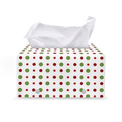 Merry Christmas Dots Pattern Print Leather Tissue Box Cover