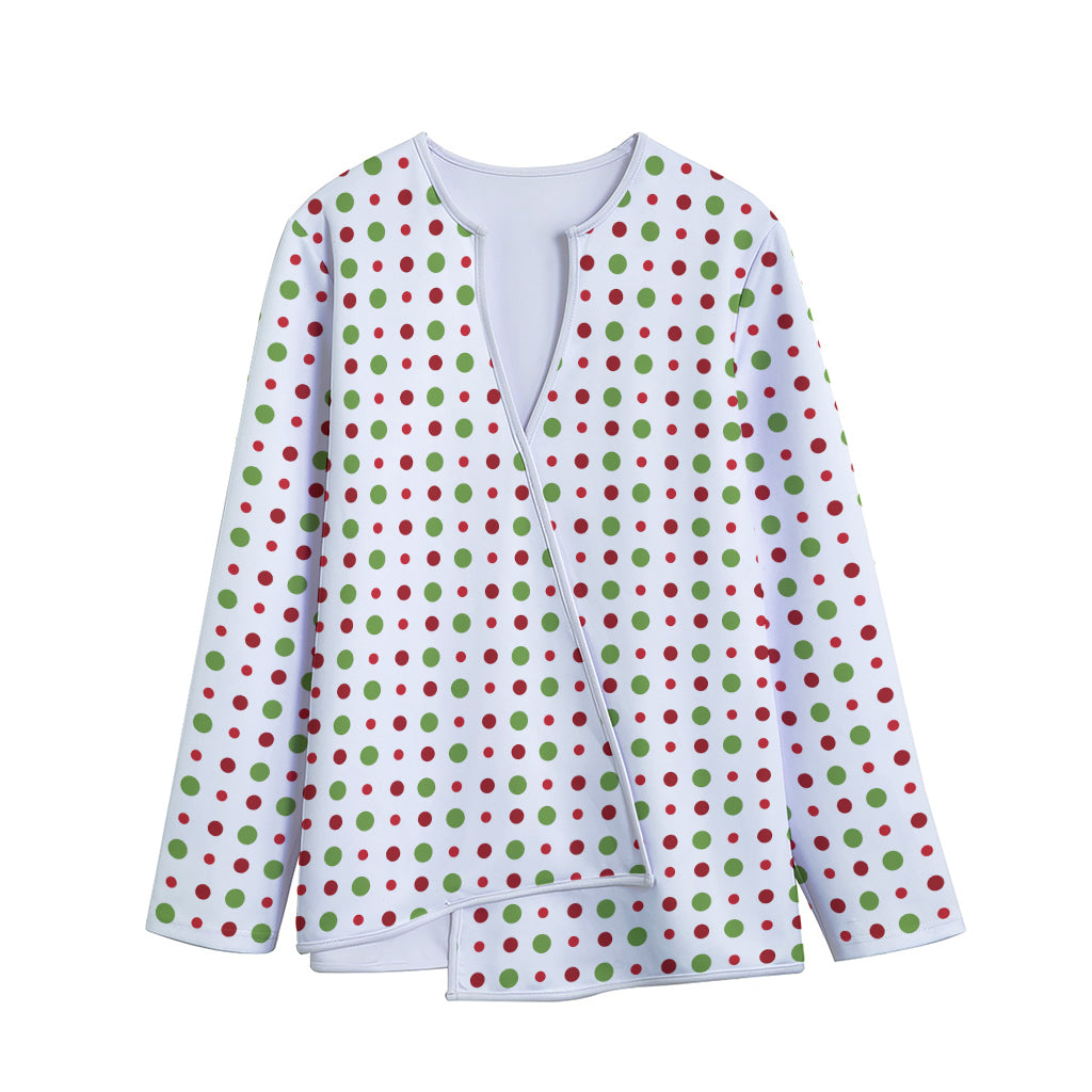 Merry Christmas Dots Pattern Print Long Sleeve Short Coat