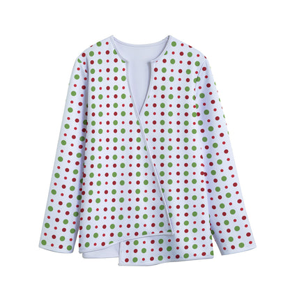 Merry Christmas Dots Pattern Print Long Sleeve Short Coat