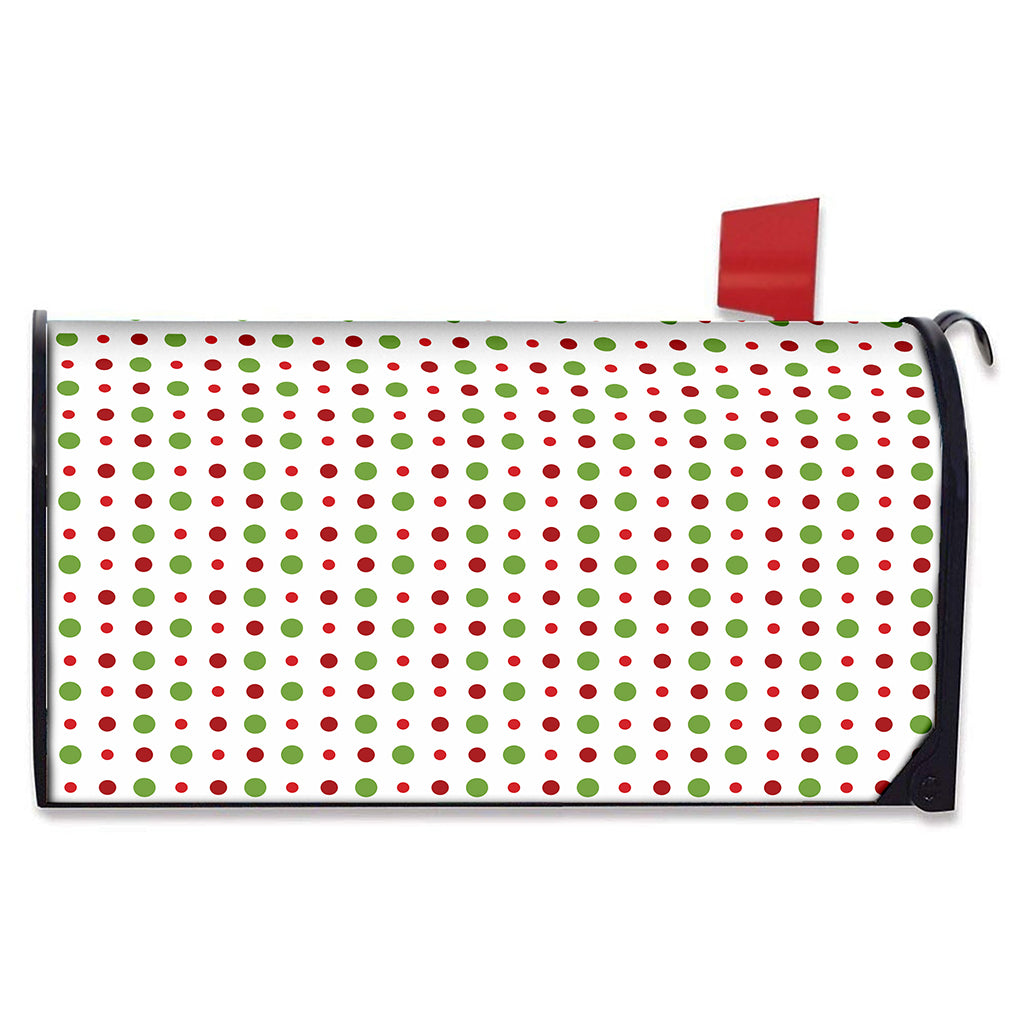 Merry Christmas Dots Pattern Print Mailbox Cover