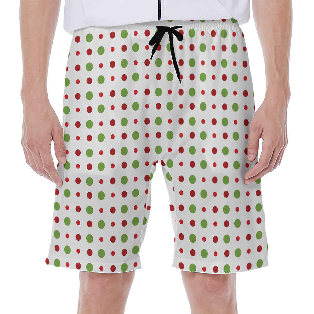 Merry Christmas Dots Pattern Print Men's Beach Shorts