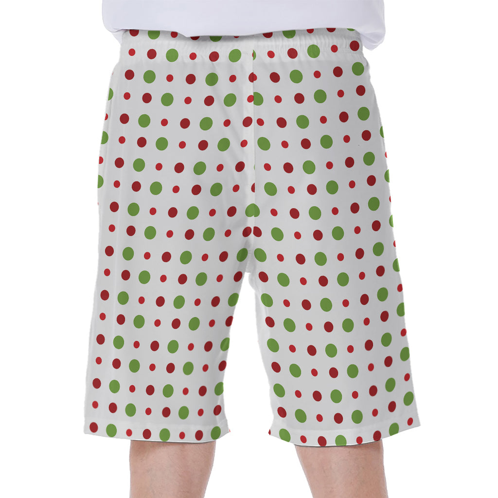 Merry Christmas Dots Pattern Print Men's Beach Shorts