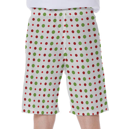 Merry Christmas Dots Pattern Print Men's Beach Shorts