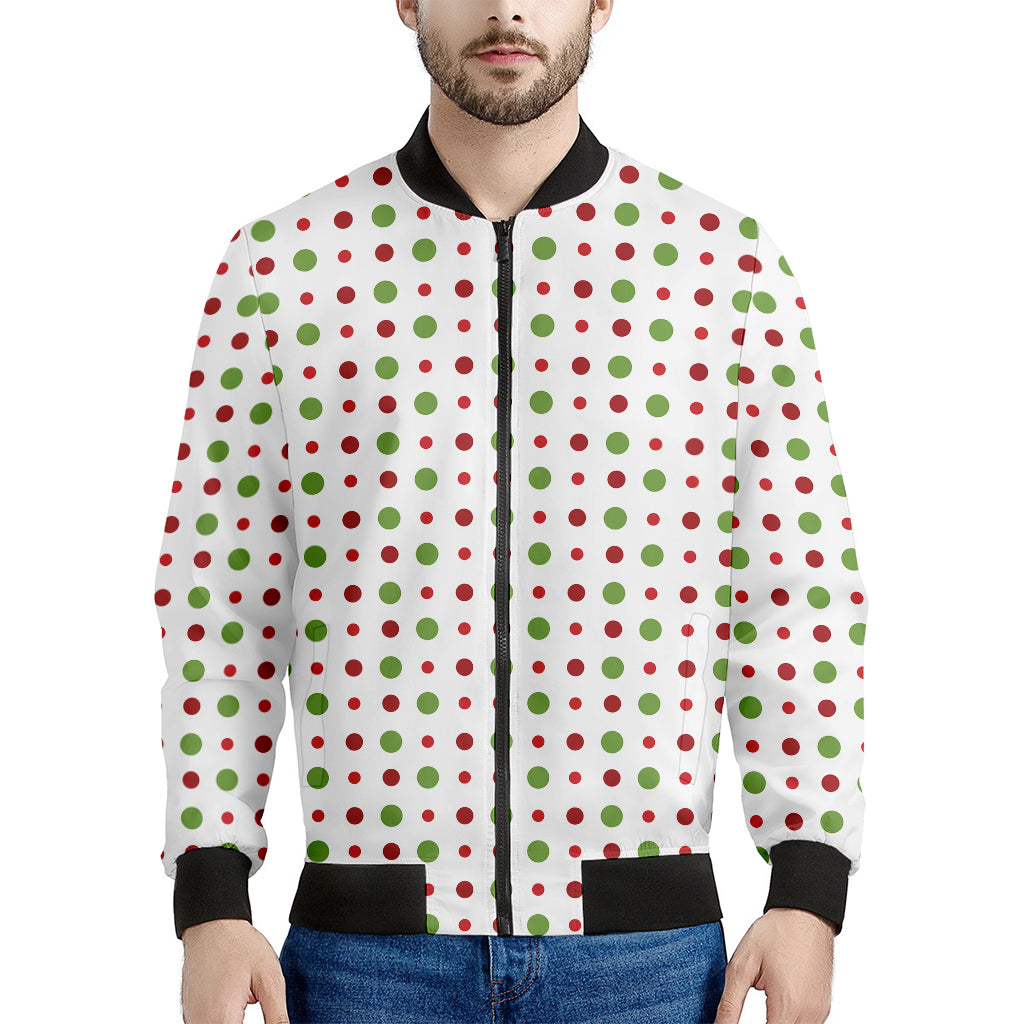 Merry Christmas Dots Pattern Print Men's Bomber Jacket