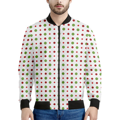 Merry Christmas Dots Pattern Print Men's Bomber Jacket