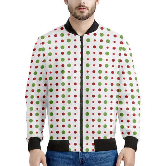 Merry Christmas Dots Pattern Print Men's Bomber Jacket