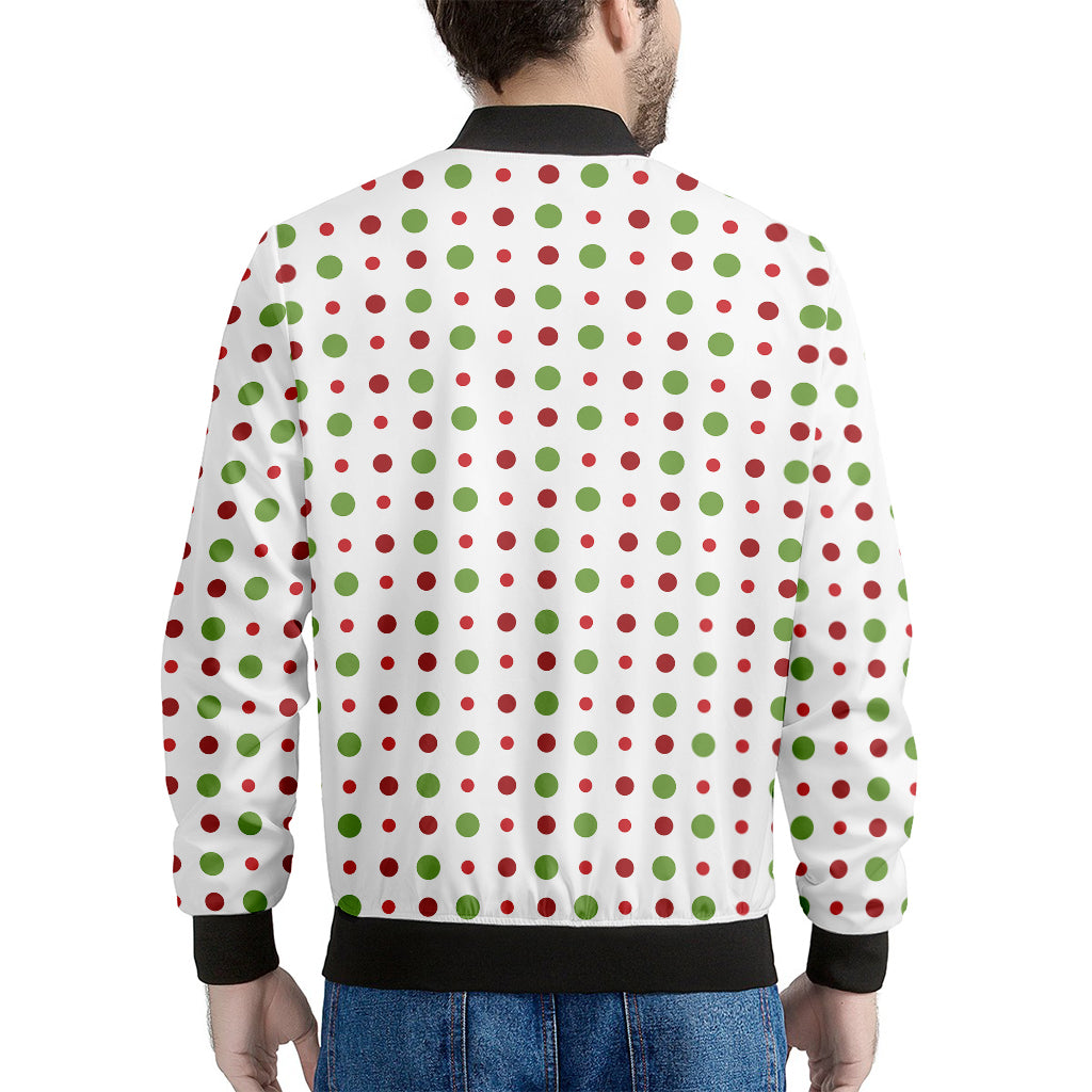 Merry Christmas Dots Pattern Print Men's Bomber Jacket