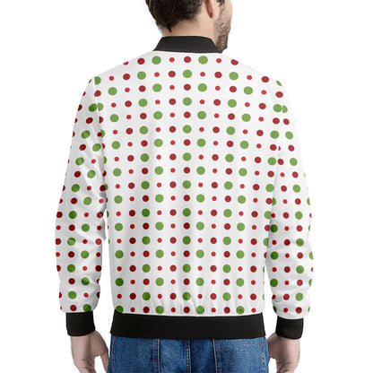 Merry Christmas Dots Pattern Print Men's Bomber Jacket