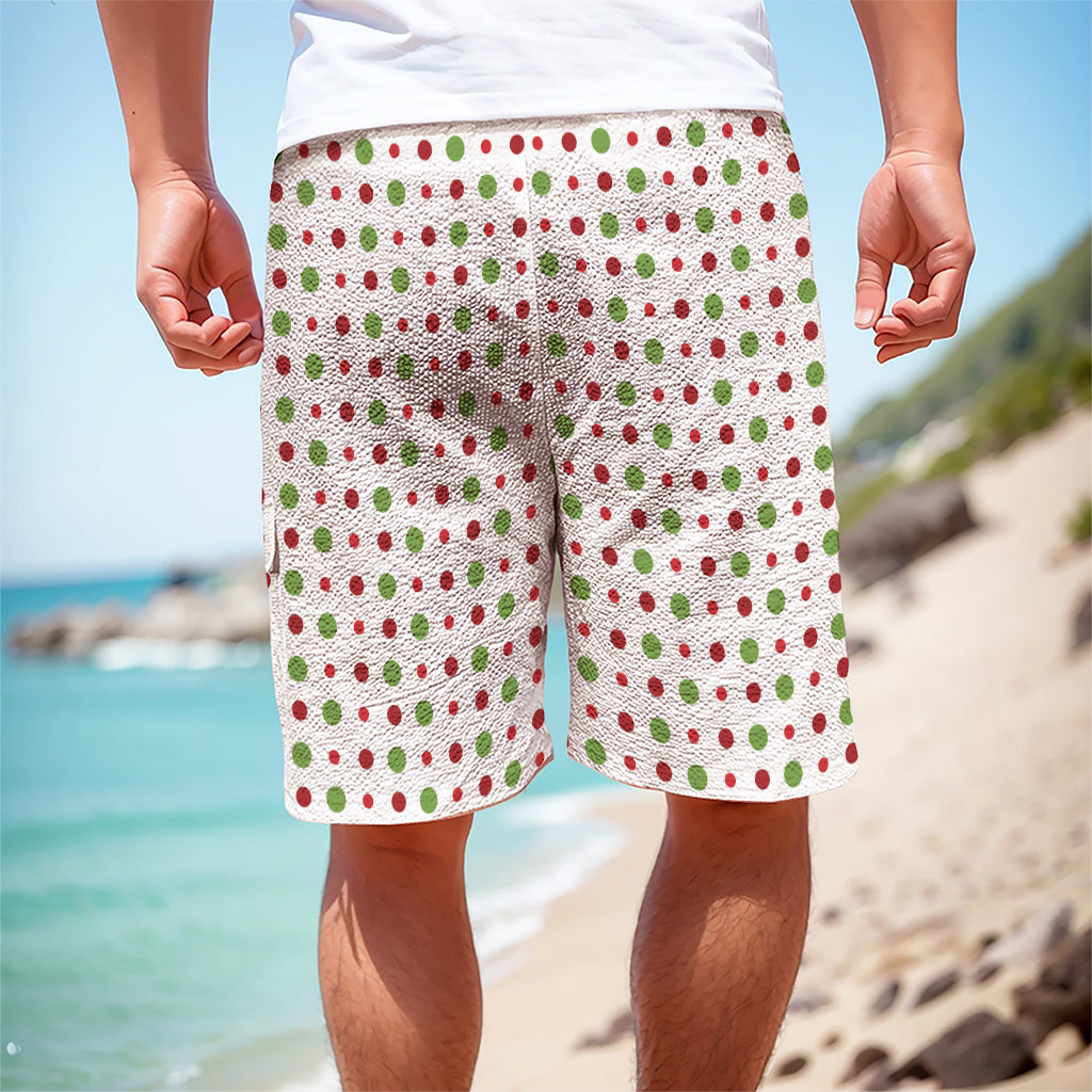 Merry Christmas Dots Pattern Print Men's Cargo Shorts