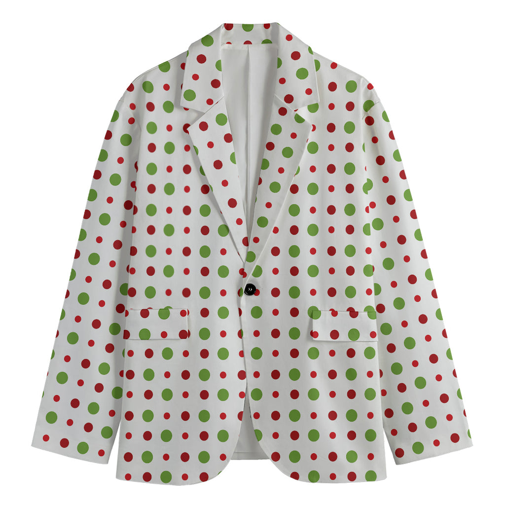 Merry Christmas Dots Pattern Print Men's Cotton Blazer