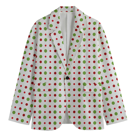 Merry Christmas Dots Pattern Print Men's Cotton Blazer