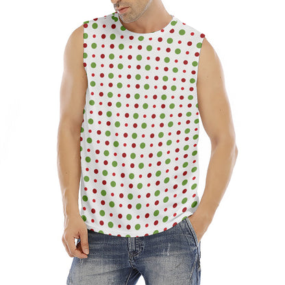 Merry Christmas Dots Pattern Print Men's Fitness Tank Top